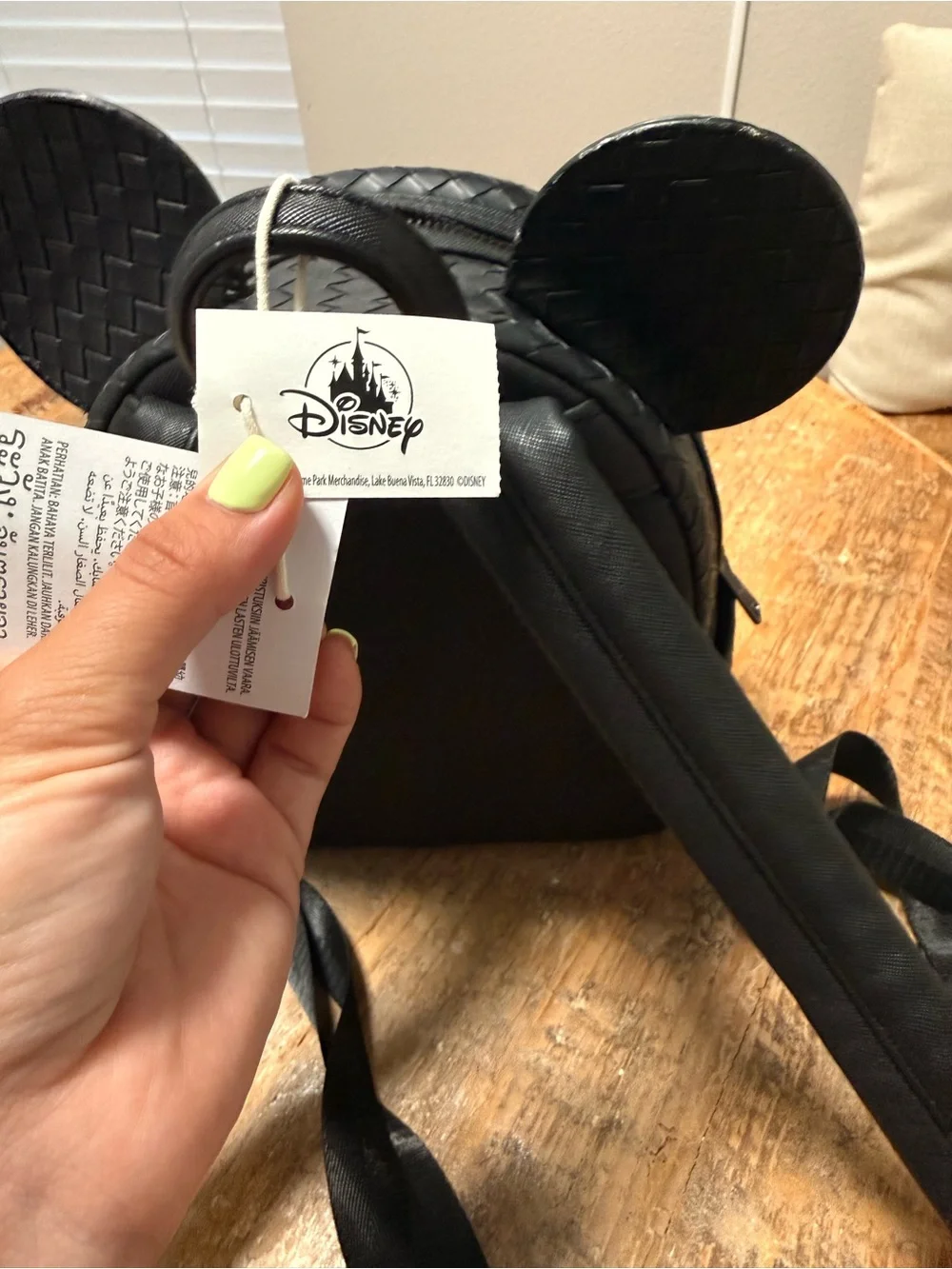 NWT Disney Parks Loungefly Black Woven Mickey Ear Mini Backpack